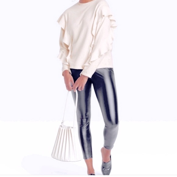 Cream Ruffle Sweatshirt Sm - Picture 3 of 5